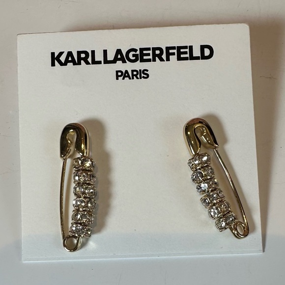 Karl Lagerfeld Jewelry - Karl Lagerfeld NWT Gold and Silver Safety Pin Earrings